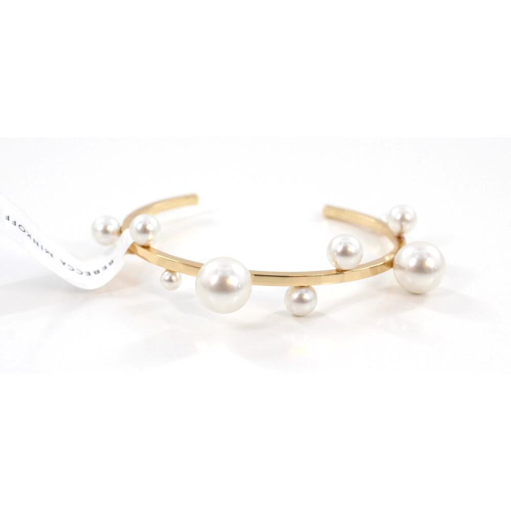 Rebecca Minkoff Gold Open Cuff Bracelet with Pearl Accents